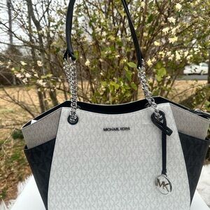 Michael Kors Black and White Tote Bag